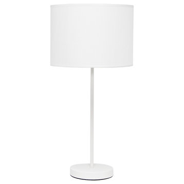 Simple Designs White Stick Lamp With White Fabric Shade