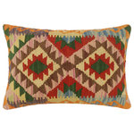 Bareens Designer Rugs - Turkish Southwestern Ma Hand Woven Kilim Pillow - Embellish your home with this timeless casual chic handmade Southwestern Kilim throw pillow covers made with wool and cotton. Constructed on a loom by Nomad Turkman people with hand spun wool and Natural Vegetable dyes these beautiful Kilim pillow covers are known for their beautiful repetitive geometrical, naturalistic floral and traditional patterns yet still giving it a moden look. Masterfully artisan-crafted on traditional Kilim looms with a contemporary fashion palette producing bold intricate sharp patterns making them a standout piece in any decor.