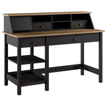 Pemberly Row 54W Computer Desk w/ Organizer in Vintage Black & Reclaimed Pine