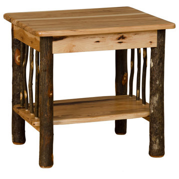 Hickory Log End Table, All Hickory