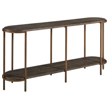 Lenox Hill 70" Retro Oval Console Table, Alder and Brushed Metal