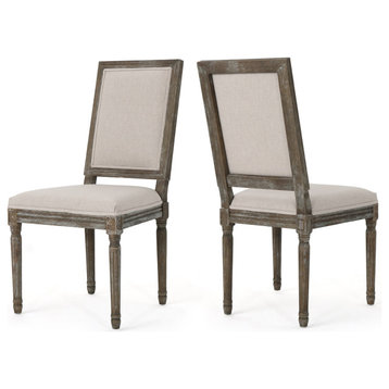 GDF Studio Margaret Traditional Fabric Dining Chairs, Set of 2, Wheat
