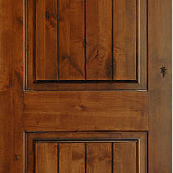 Mediterranean Doors - Knotty Alder Arch 2-panel V-Groove Door - Interior Doors