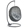Hide Outdoor Wicker Rattan Swing Chair With Stand, Gray