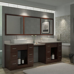 Ace 97 inch Double Sink Bathroom Vanity Set Walnut Finish - Bathroom Vanities And Sink Consoles