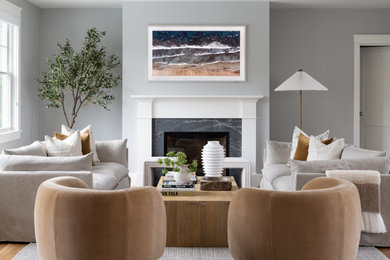 This is an example of a beach style living room in Providence.