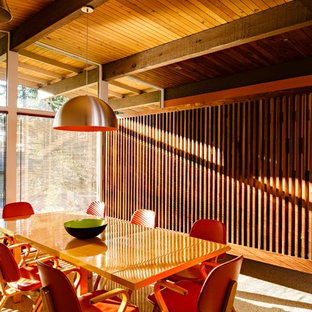 Неиссякаемый источник вдохновения для домашнего уюта: гостиная-столовая среднего размера в стиле ретро