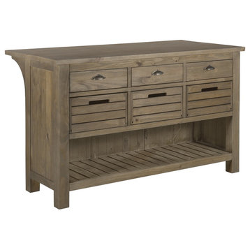 Elmwood Park Rustic Wood Kitchen Island with Removable Crates