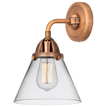 Innovations Large Cone 1 Light 7.75" Sconce, AC/Clear