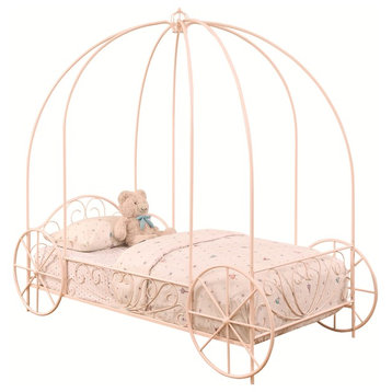Coaster Massi Traditional Twin Metal Canopy Bed in Powder Pink
