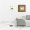 63" Brass Arched Floor Lamp With Clear Transparent Glass Globe Shade