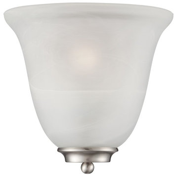 Nuvo Empire 1-Light Wall Sconce With Alabaster Glass, Brushed Nickel, 60-5376