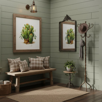 A Collection of Cacti - Illustration Pencil Drawing Rustic Farmhouse Style Wall