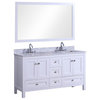 Legion Furniture Legion Furniture Double Sink Vanity With Mirror Set, White, 60"