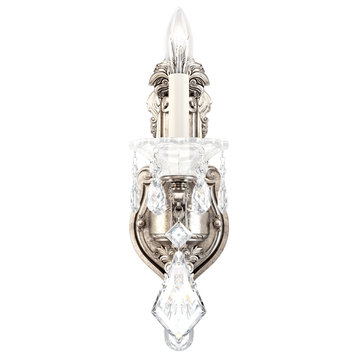 Schonbek 5069-48, 1 Light Crystal Sconce In Antique Silver