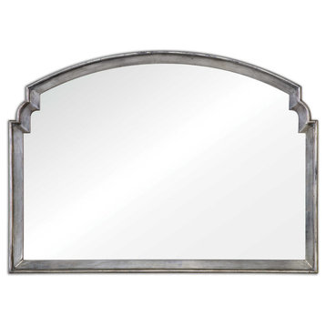 Luxe Extra Wide Silver Shaped Arch Wall Mirror 42 in Contemporary Classic Sofa