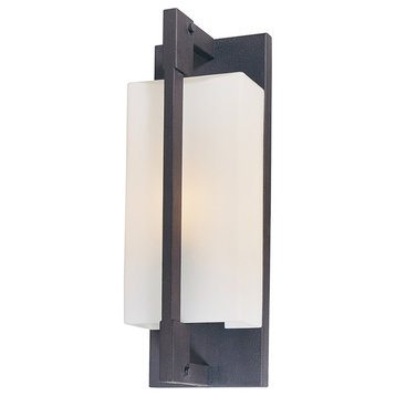 Blade, Outdoor Wall Sconce, 13", Forged Iron Finish, Matte Opal Glass