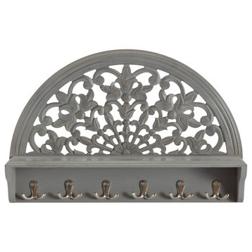 Round Decorative Grey Carved 24-in Wall Hanging