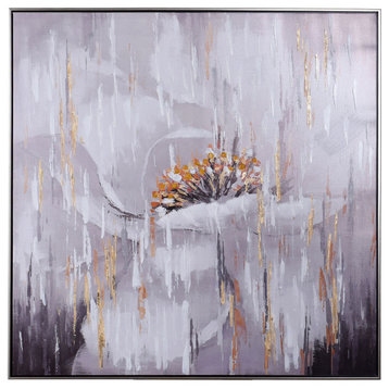 Melting Bloom Hand Embellished Framed Floral Canvas Art, 39"Wx39"H