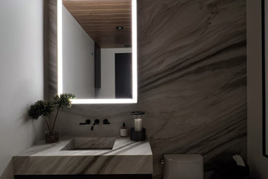 Powder room - modern powder room idea in Seattle