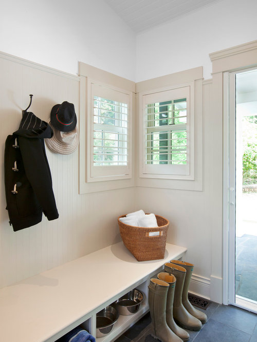 White Beadboard Mudroom Houzz