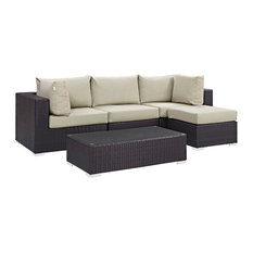 Modway EEI-2172-EXP-BEI-SET Convene 5-Piece Outdoor Patio Sectional Set Espresso