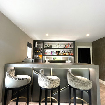 Media Furniture and Bar in Dark Steel Matt and Karndean Design Flooring