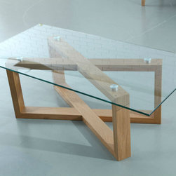 Felix Rectangular Coffee Table - Glass + Solid Oak - 120x60x40cm - Coffee Tables