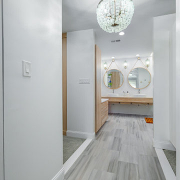 Organic Elegance: Rift Cut Oak Floating Vanity Bathroom Renovation