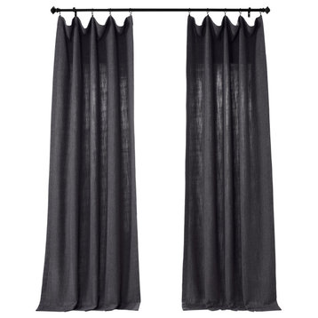 Nightshade Gray Pebble Weave Faux Linen Curtain Single Panel, 50"W x 84"L