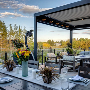 Twin Adjustable StruXure Pergolas with Outdoor Kitchen & Seating Area