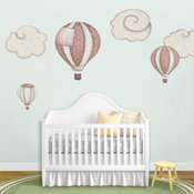 Hot Air Balloons and Cloud Wall Stickers, Blush