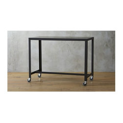 go-cart carbon rolling counter table-stand up desk | CB2 - Dining Tables