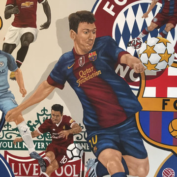 European Football/Soccer Clubs Mural, hand-painted in a bedroom by Tom Taylor