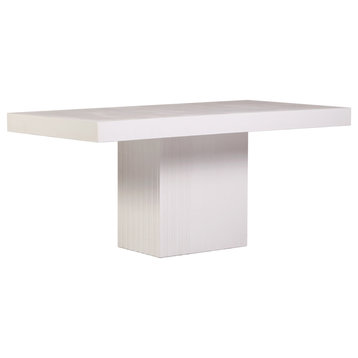 Tama Rectangle Dining Table - Double Pedestal - Ivory White Outdoor Dining Table