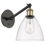 Innovations Lighting - Innovations 317-1W-BAB-GBD-752 1-Light Sconce, Black Antique Brass - Innovations 317-1W-BAB-GBD-752 1-Light Sconce Black Antique Brass. Collection: Ballston. Style: Industrial, Modern Contempo, Restoration-Vintage, Transitional. Metal Finish: Black Antique Brass. Metal Finish (Canopy/Backplate): Black Antique Brass. Material: Steel, Cast Brass, Glass. Dimension(in): 13. 25(H) x 8(W) x 13. 75(Ext). Bulb: (1)60W Medium Base,Dimmable(Not Included). Maximum Wattage Per Socket: 100. Voltage: 120. Color Temperature (Kelvin): 2200. CRI: 99. 9. Lumens: 220. Glass Shade Description: Clear Ballston Dome. Glass or Metal Shade Color: Clear. Shade Material: Glass. Glass Type: Transparent. Shade Shape: Dome. Shade Dimension(in): 7. 5(W) x 6. 5(H). Fitter Measurement (Glass Or Metal Shade Fitter Size): Neckless with a 2. 125 inch Hole. Backplate Dimension(in): 5. 3(Dia) x 0. 75(Depth). ADA Compliant: No. California Proposition 65 Warning Required: Yes. UL and ETL Certification: Damp Location.