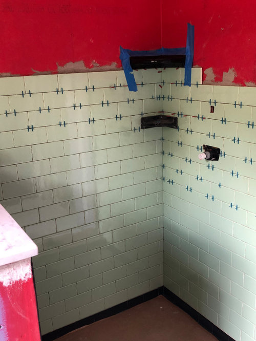 What color grout with mint green tile?
