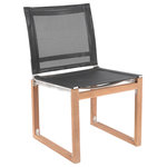 Meridian Furniture - Tulum Waterproof Fabric Mesh Outdoor Patio Dining Side Chair, Black, Side Chair - Make this Tulum teak outdoor patio dining chair the go to spot for relaxing and entertaining guest in your outdoor space. This chair features water resistant black mesh fabric making it the perfect spot to rest your feet and enjoy a tasty meal while you take in the sunrise. Teak construction makes it a tough addition for the patio or porch and gives it the longevity and durability it needs to weather the elements with beautiful ease. Pair it with other items from the Tulum collection for a look that impresses from every angle.
