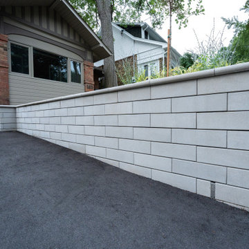 Front Entrance Transformation with Retaining Walls & Lighting