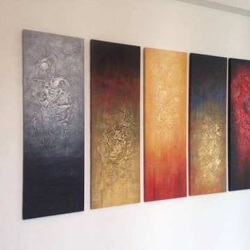 5 Panels Contemporary Abstract Oil Painting I ArtisanMalaysia.com