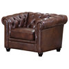 Tuscan Tufted Leather Armchair, Brown