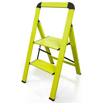 2 Step Ladder Foldable Step Stool Safety Anti-Slip Pedal 330lbs Max, Yellow