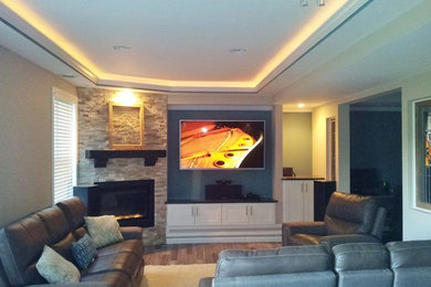 Inspiration for a contemporary basement remodel in Denver