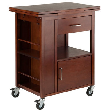 Winsome Gregory Transitional Solid Wood Kitchen Cart in Walnut
