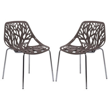 Leisuremod Modern Asbury Dining Chair W/ Chromed Legs, Set Of 2 Ac16Tp2