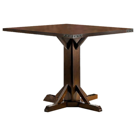 Brown Cherry Dining Table With Nailhead Trim