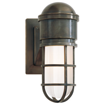 Marine Wall Light in Bronze with White Glass