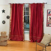 Maroon  Tie Top  Sheer Sari Curtain / Drape / Panel   - 43W x 63L - Pair