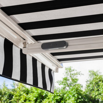 Motorized Drapery & Retractable Awning for Malibu Client