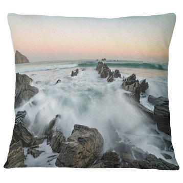 Bay or Biscay Rushing Waters Modern Seashore Throw Pillow, 16"x16"